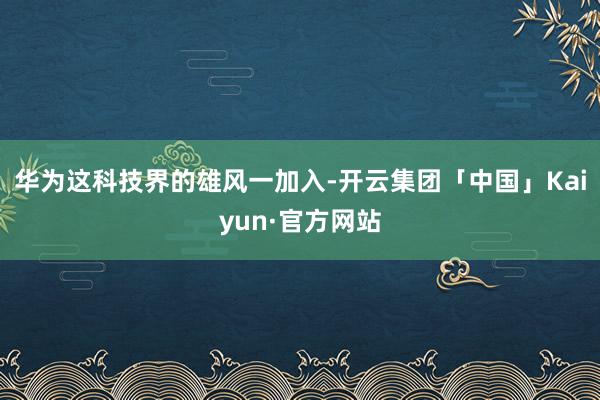 华为这科技界的雄风一加入-开云集团「中国」Kaiyun·官方网站