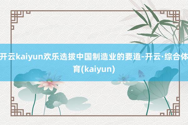 开云kaiyun欢乐选拔中国制造业的要道-开云·综合体育(kaiyun)