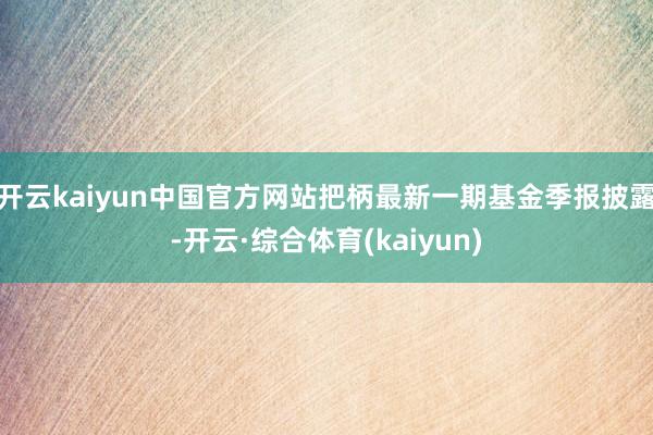 开云kaiyun中国官方网站把柄最新一期基金季报披露-开云·综合体育(kaiyun)