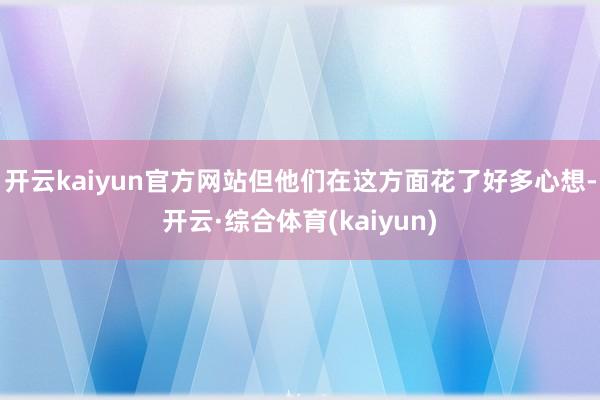 开云kaiyun官方网站但他们在这方面花了好多心想-开云·综合体育(kaiyun)